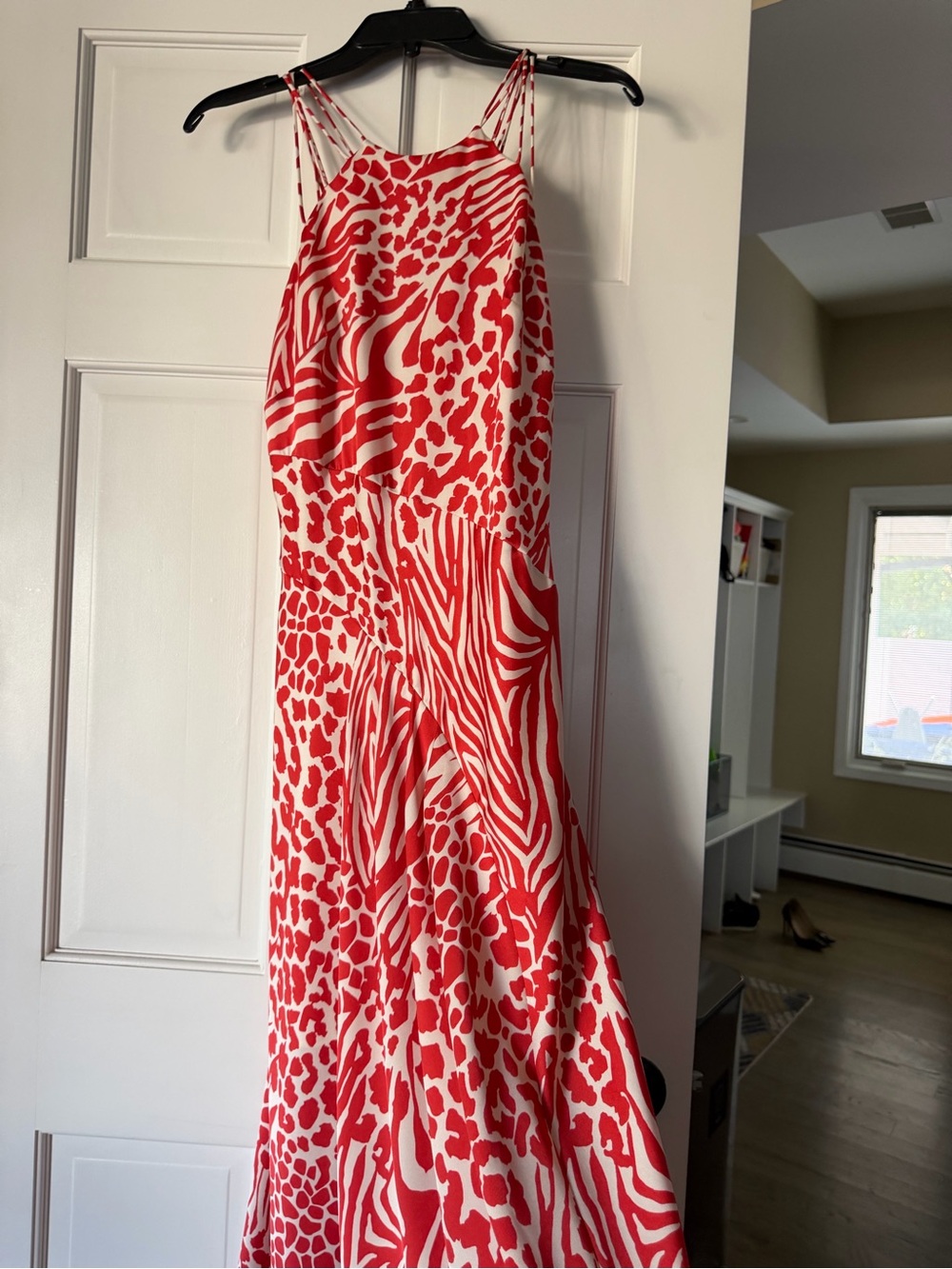 Karen Millen Red and White Printed Maxi Skirt
